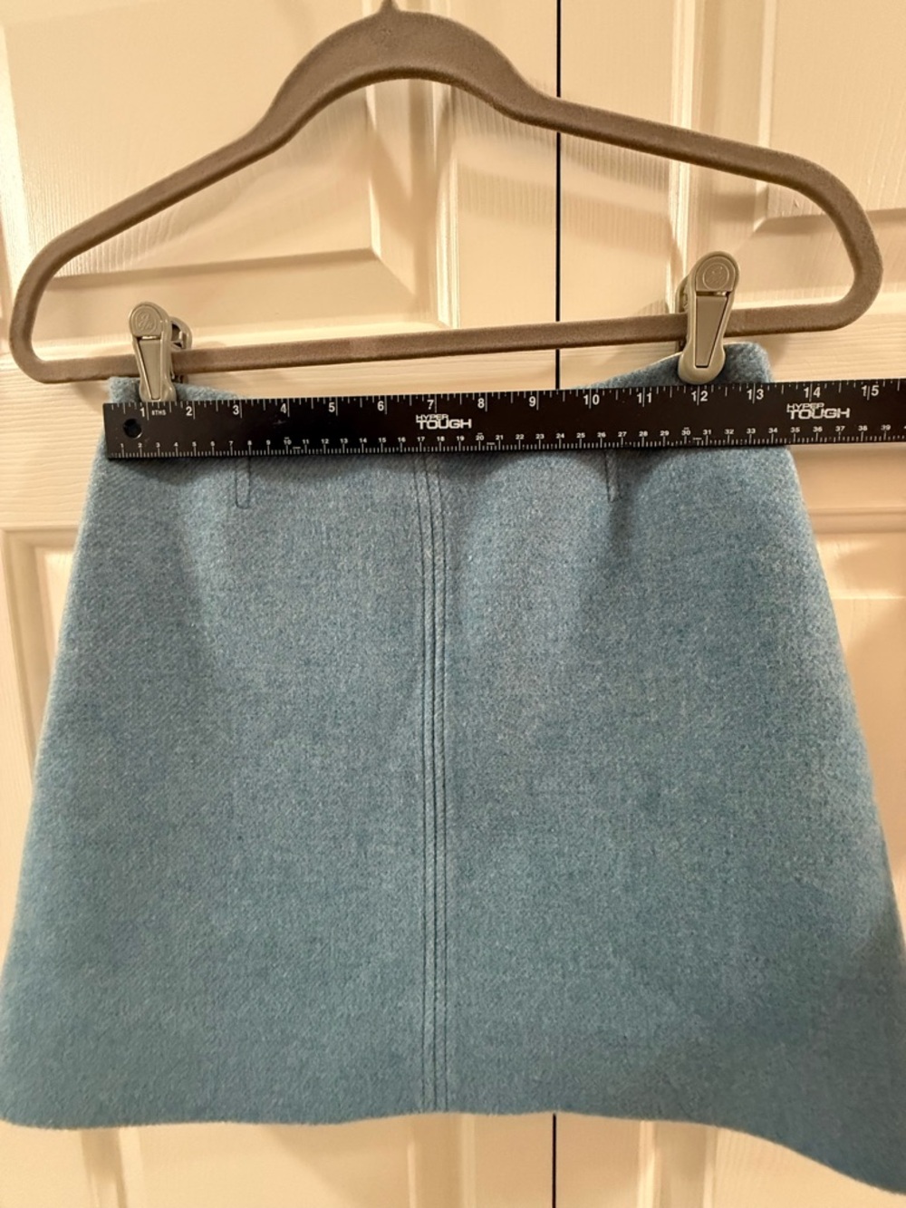 Ganni Blue Wool Blend Mini Skirt EU 34 US 2 A-Line Quiet Luxury Minimalist - Picture 9 of 14